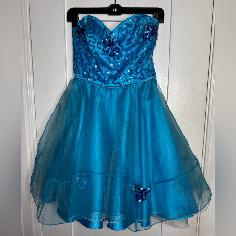 Betsey Johnson Blue A-line Dress Sweetheart Neckline